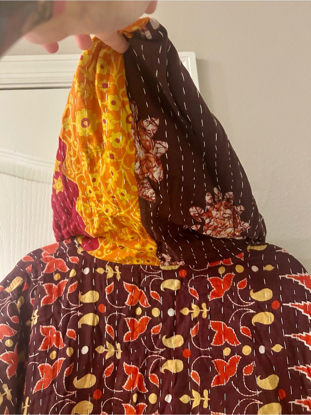 Kantha Floral Hoodie Dress-One Size - Picture 6 of 10